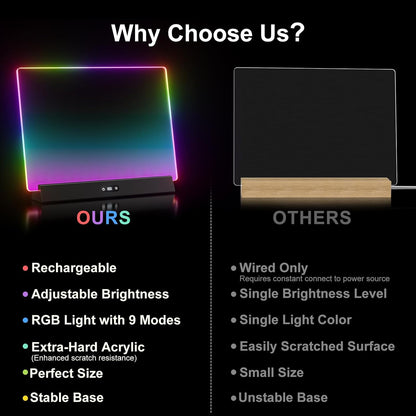 Rechargeable LED Glow Board 💡: 9 Light Modes for Messages & Decor 🎨✨🎁