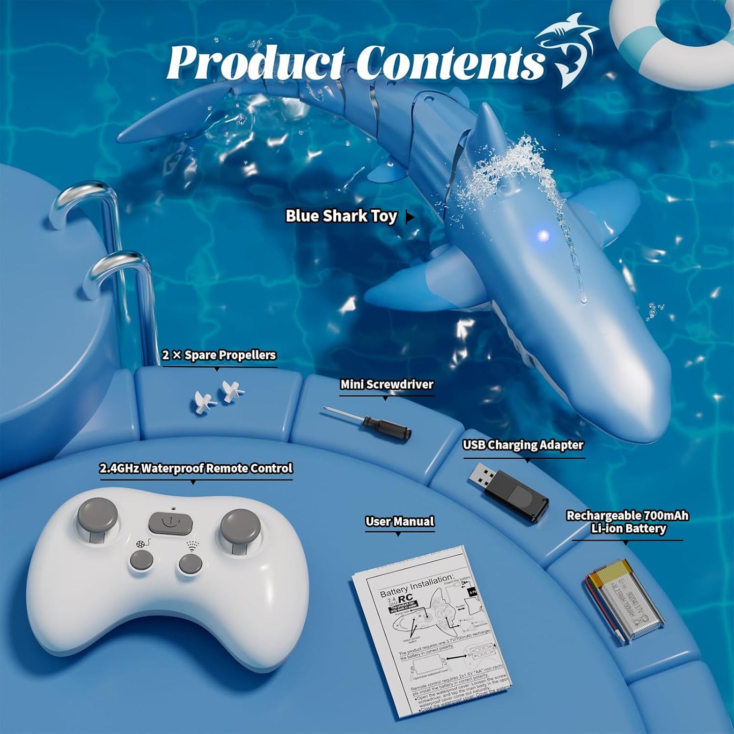 Waterproof Remote Control Shark with Spray Function ⚡🎮