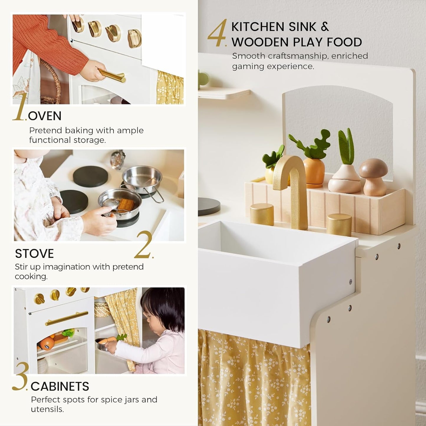 Chef's Wooden Kitchen Set – Role Play Toy for Small Spaces 🥕🔪
