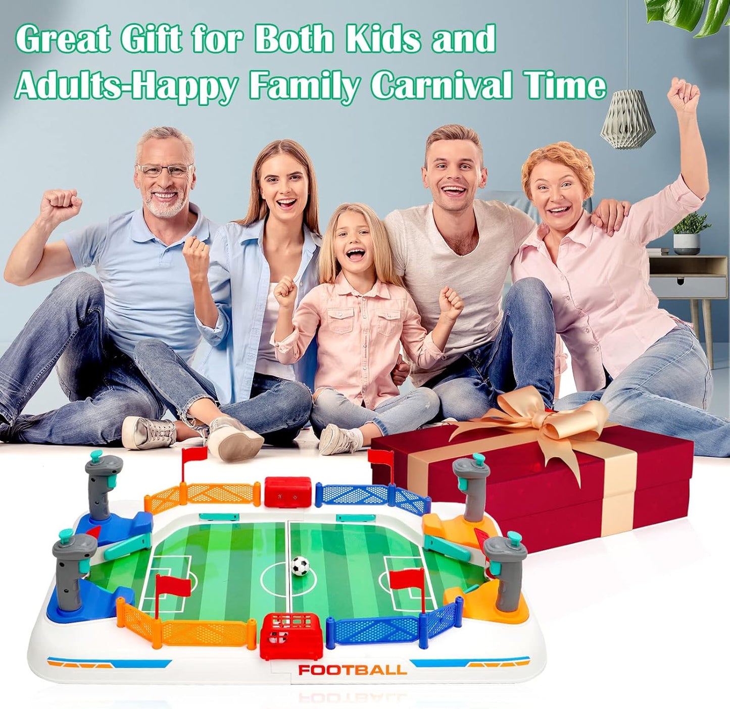 Dual-Control Tabletop Soccer Game ⚽ | Interactive Foosball with Goal Bell & Scoreboard 🏆🔔