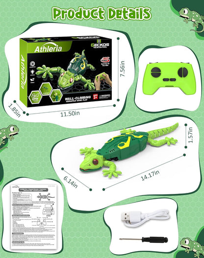 Wall Climbing RC Gecko 🦎 | Remote Control Robot with LED Eyes & 33ft Range 🧱✨