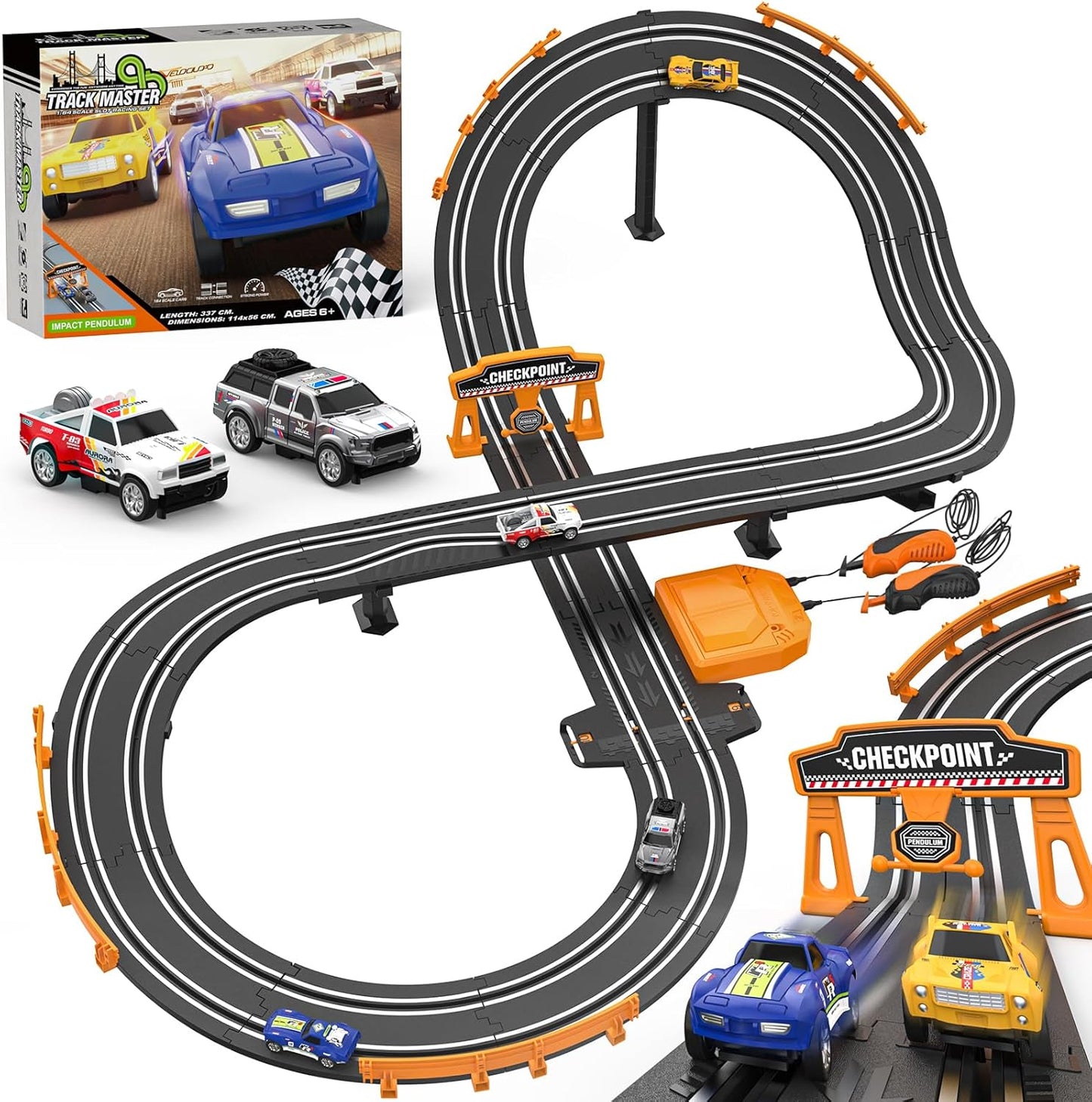 Dual-Level Race Track – 2 Players, 4 High-Speed Cars! 🚗🔥